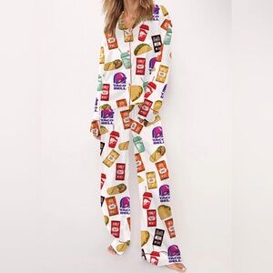 NEW! Sheshow Taco Bell Pajama SET Button Front  SZ M